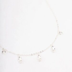NWT Silver Marquise Station Drop Necklace